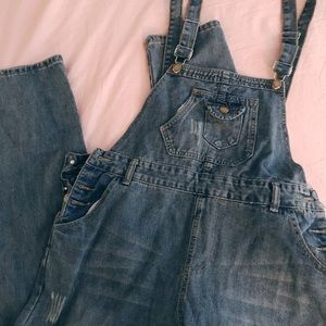 Modern Distressed Slim Leg Overalls